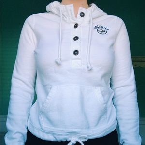 Hollister white half button up sweatshirt